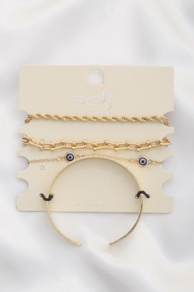 SODAJO Evil Eye Charm Rope Link Bracelet Set
