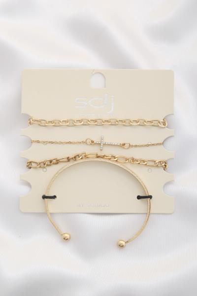 SODAJO Cross Charm Metal Bracelet Set
