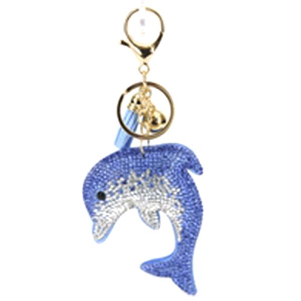 RHINESTONE DOLPHIN KEYCHAIN