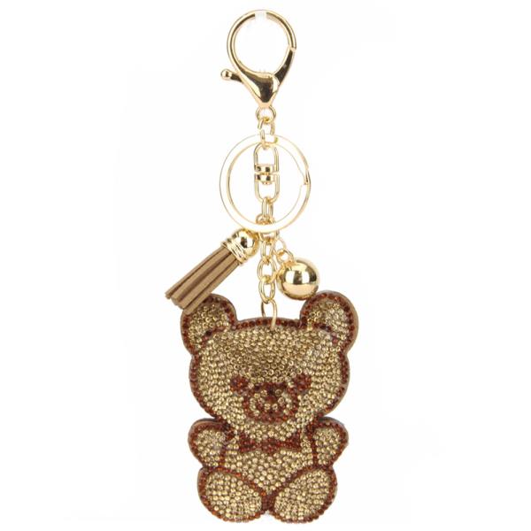 RHINESTONE BEAR KEYCHAIN WITH TASSEL