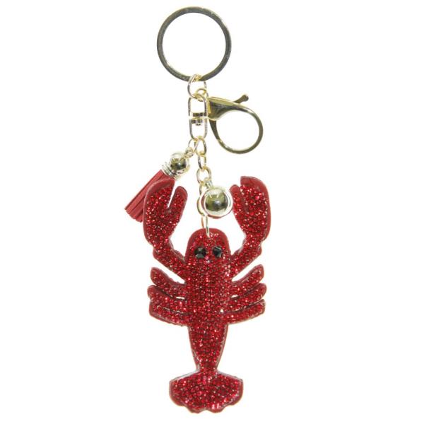 RHINESTONE LOBSTER KEYCHAIN WITH TASSEL