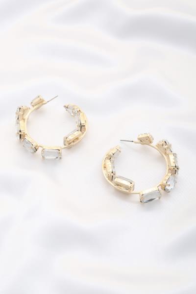 RHINESTONE HOOP EARRING