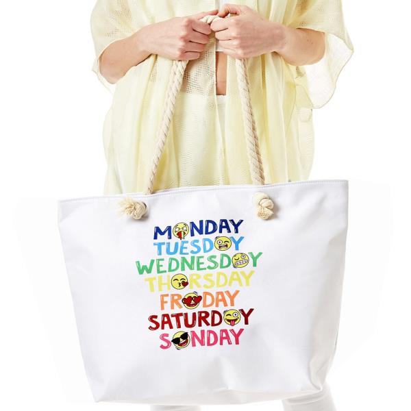 WEEK PRINT BEACH TOTE BAG