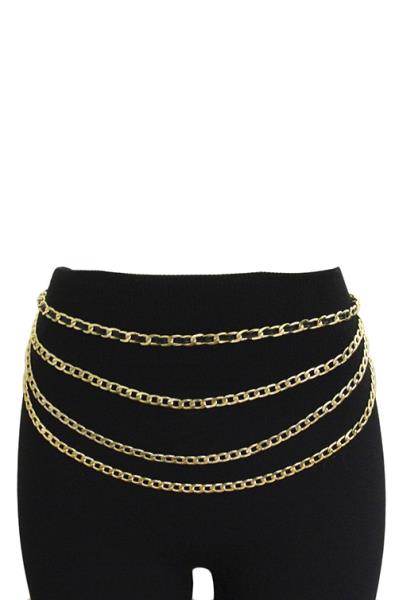 4 LAYERED METAL CHAIN BELLY BELT