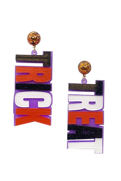 HALLOWEEN ACRYLIC GLITTER TRICK OR TREAT EARRING