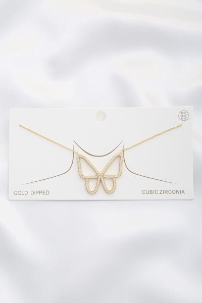 BUTTERFLY PENDANT METAL NECKLACE