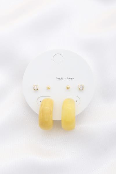 Acetate Open Hoop Crystal Assorted Earring Set