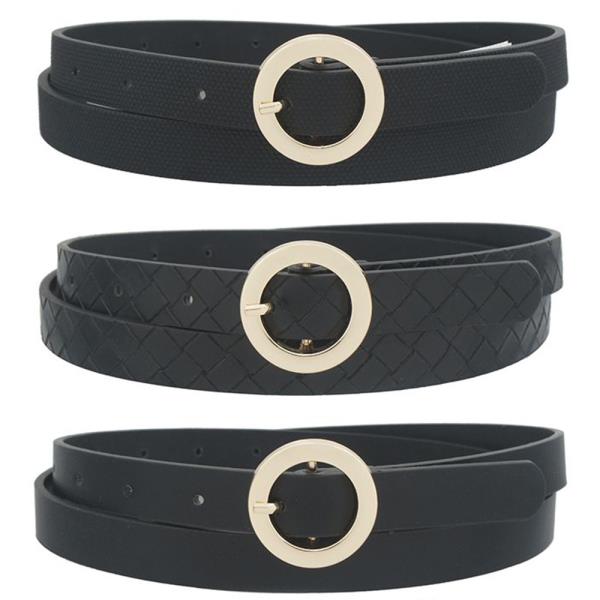 CANVAS WOVEN SOLID MODERN FLAT CIRCLE TRIO BELT