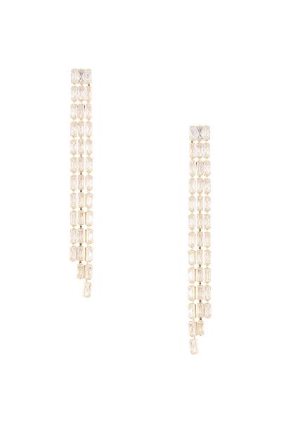 Crystal Drop 3 Line Baguette Earring
