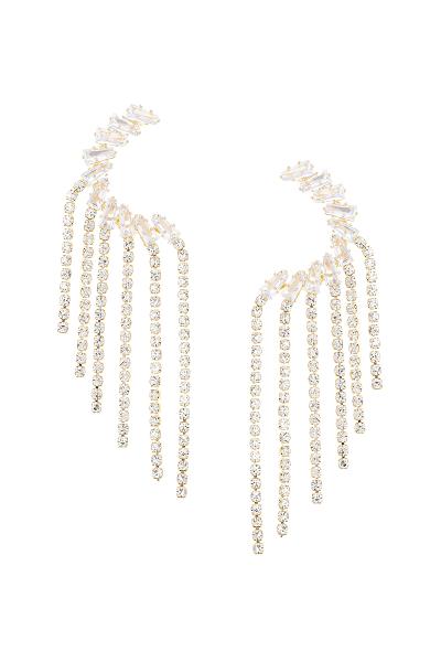 Crystal C Shape Baguette Fringe Earring