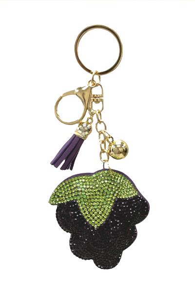RHINESTONE GRAPE KEYCHAIN WITH TASSEL