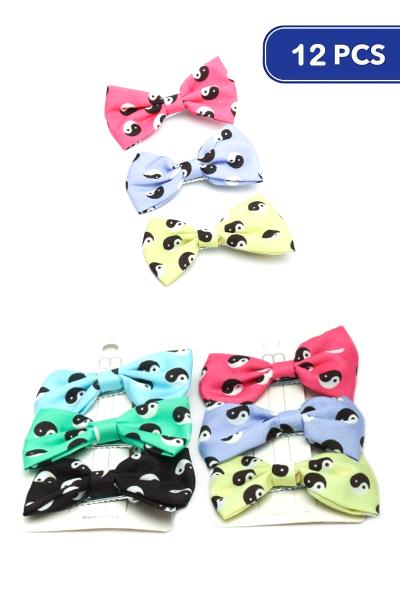 Yin and Yang Ribbon Hair Bow Set (12 Units)