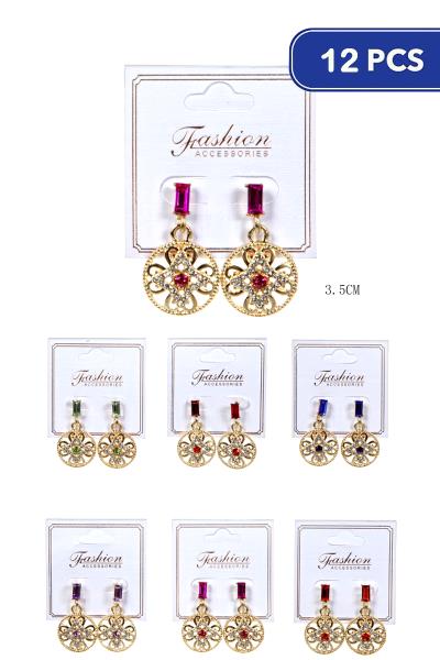 Flower Round Dangle Earring (12 Units)