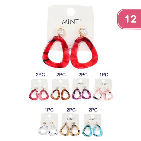 Acetate Oval Dangle Earring (12 Units)