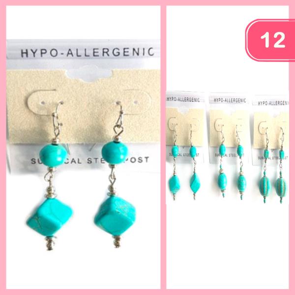 Turquoise Stone Dangle Earring (12 Units)