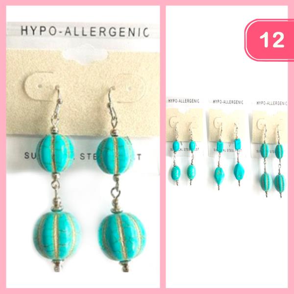 Turquoise Stone Dangle Earring (12 Units)