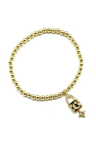Stainless Steel Ball Bead Lock Charm Bracelet
