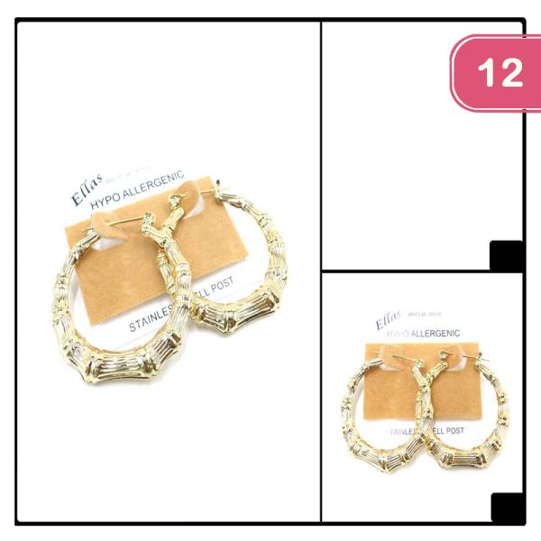Bamboo Heart Hoop Earring (12 Units)