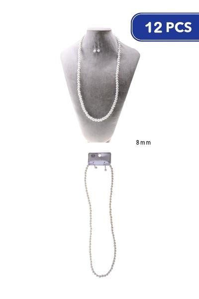 Pearl Necklace Earring Set (12 Units)