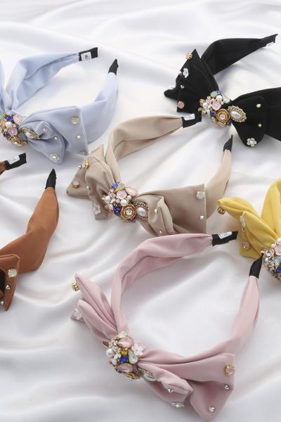 RHINESTONE CLUSTER BOW HEADBAND
