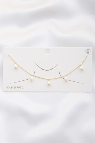PEARL BEAD STATION NECKLACE