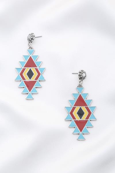 Rodeo Western Pattern Metal Dangle Earring