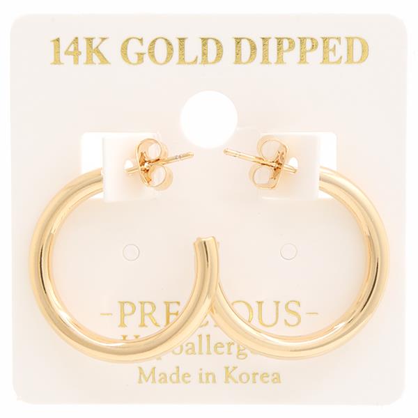 SOLID 14K GOLD DIPPED HOOP EARRING
