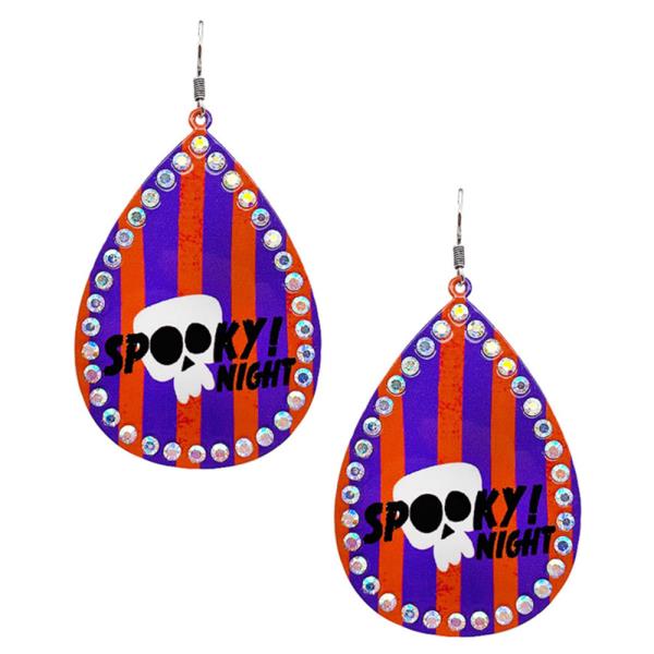 HALLOWEEN SPOOKY NIGHT TEARDROP DANGLE EARRING