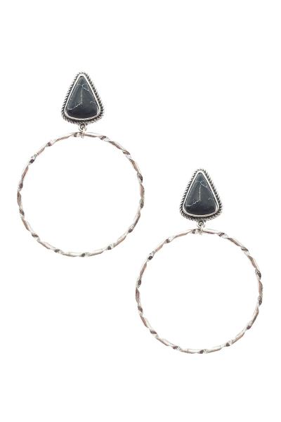 Rodeo Western Natural Stone Round Dangle Earring