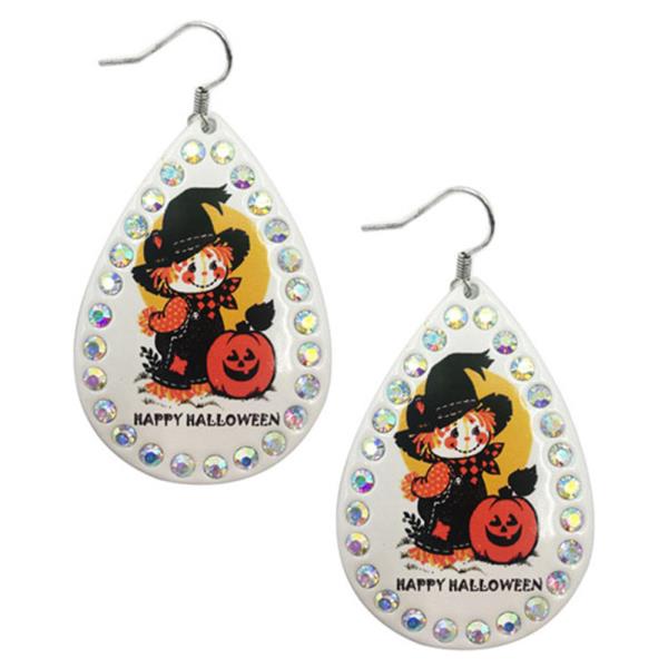 RHINESTONE TEARDROP HALLOWEEN DANGLE EARRING