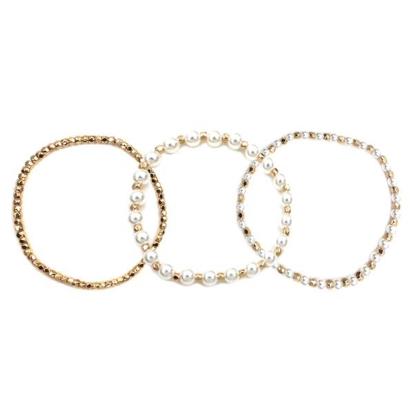 Seed Metal Pearl Stretch Bracelet