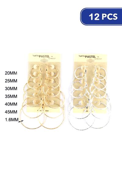 FASHION MULTI HOOP EARRING 7 PAIR SET (12 UNITS)