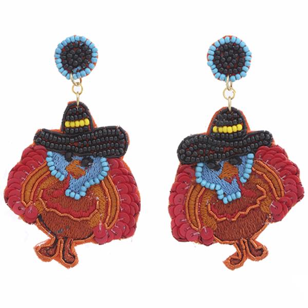 Thanksgiving Turkey Dangle Earring