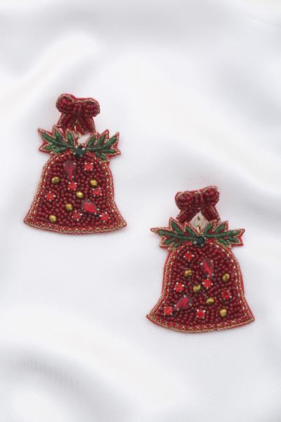 CHRISTMAS BELL SEED BEAD EARRING
