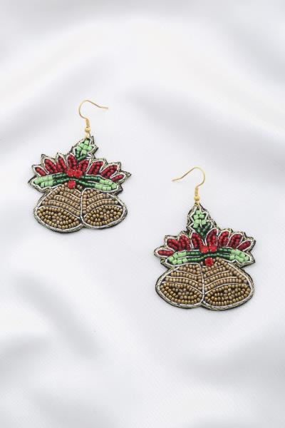 CHRISTMAS BELLS SEED BEAD EARRING