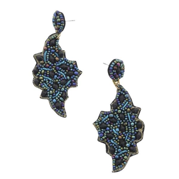 HALLOWEEN  SEASHELL SHAPE SEED BEAD DANGLE EARRING