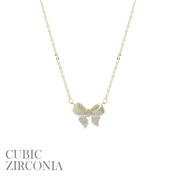 CRYSTAL RIBBON BOW PENDANT