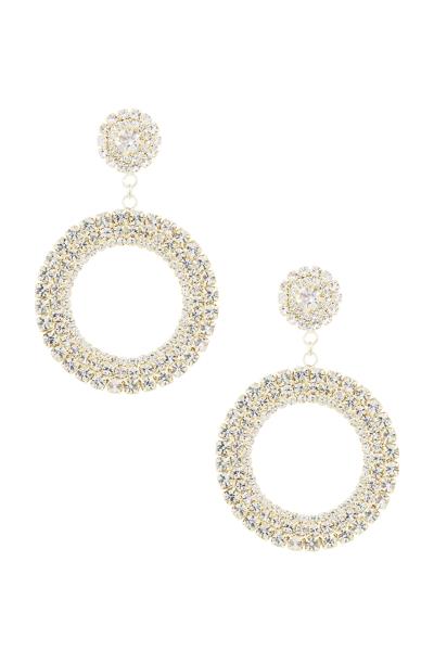 Rhinestone 40mm Crystal Round Drop Earring