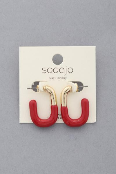 SODAJO COLOR METAL OPEN OVAL EARRING