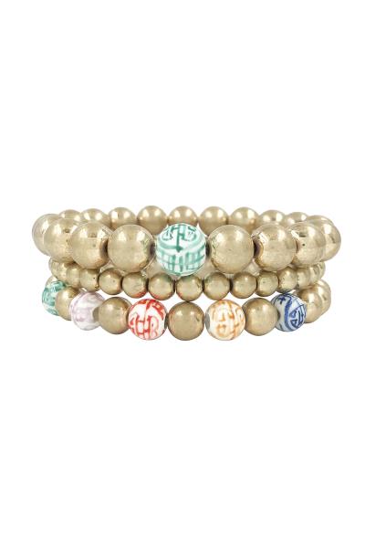 Metal Ball Bead Stretch Multi Bracelet