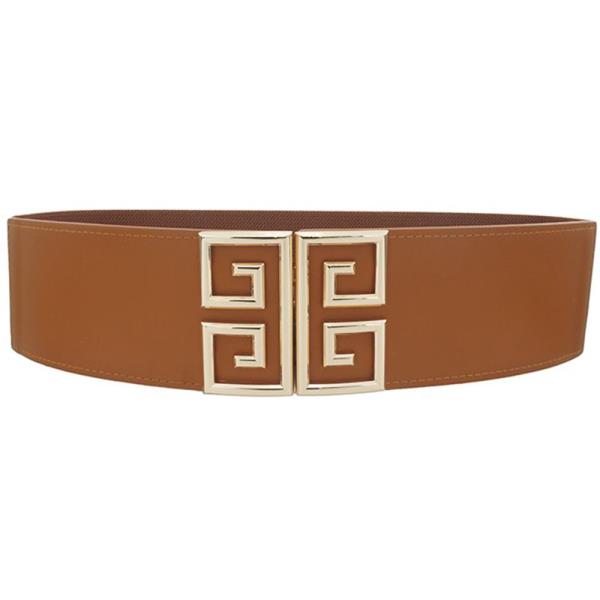 GREEK KEY OPEN FRONT BUCKLE ELASTIC BELT