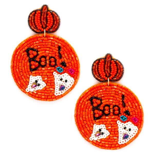 SEED BEAD HALLOWEEN BOO BOO DANGLE EARRING