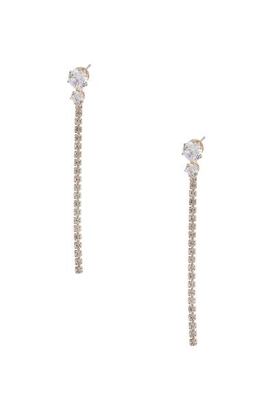 CRYSTAL ROUND LONG 1 LINE RHINESTONE EARRING