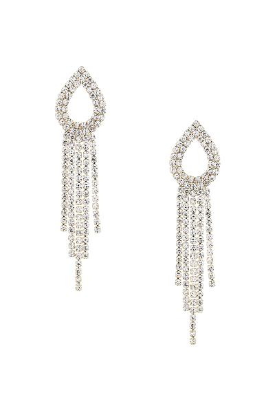 Rhinestone Teardrop Fringe Post Earring
