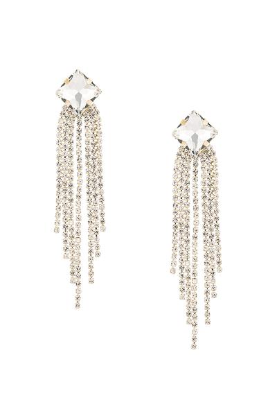 Rhombus Top Tassel Rhinestone Earring