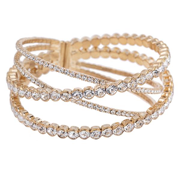 Round Rhinestone Crystal Double X Shape Bracelet
