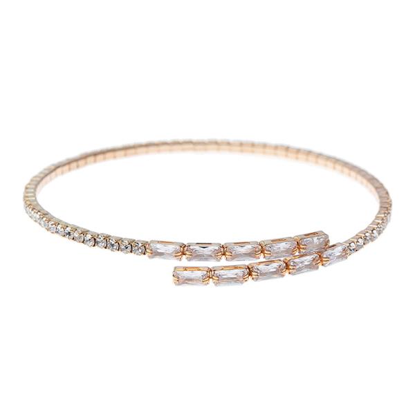 Rhinestone Baguette Crystal 1 Line Cuff Bracelet