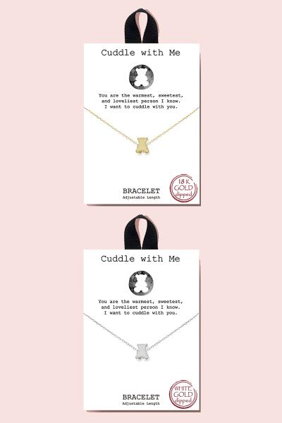18K Gold Rhodium Dipped Cuddle with Me Bracelet