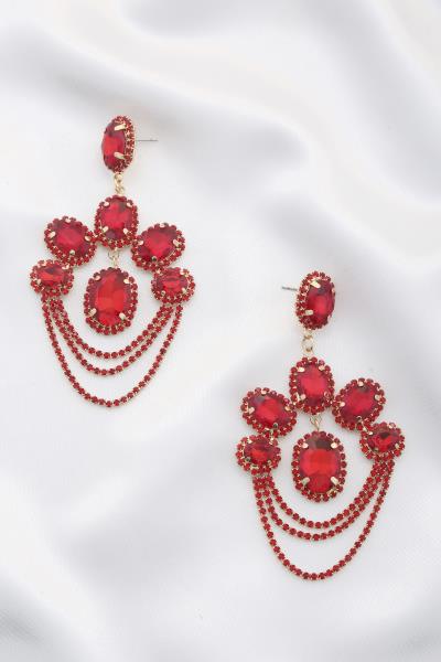 Oval Rhinestone Dangle Earring