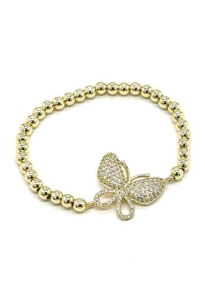 Metal Ball Chain Butterfly Charm Bracelet